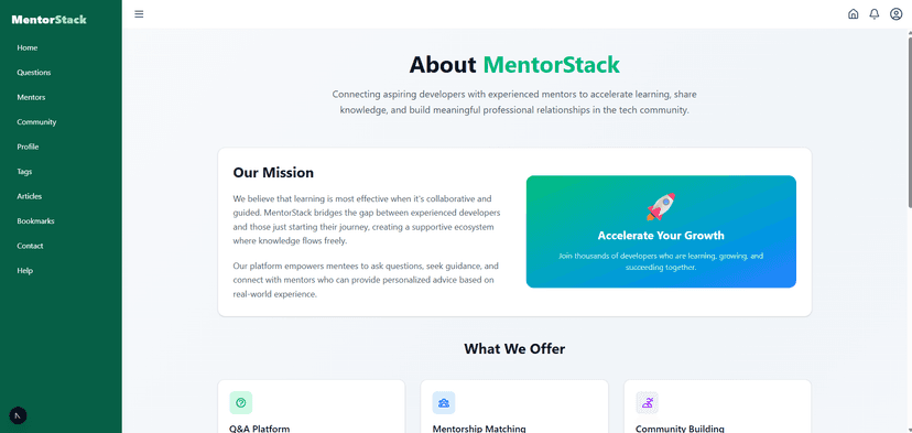 MentorStack: Comprehensive Mentorship Platform project screenshot